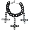 Inverted Cross Pentagram Bracelet Black