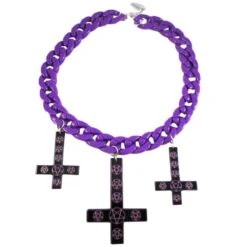 Inverted Cross Pentagram Necklace Purple