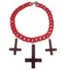 Inverted Cross Pentagram Necklace Red