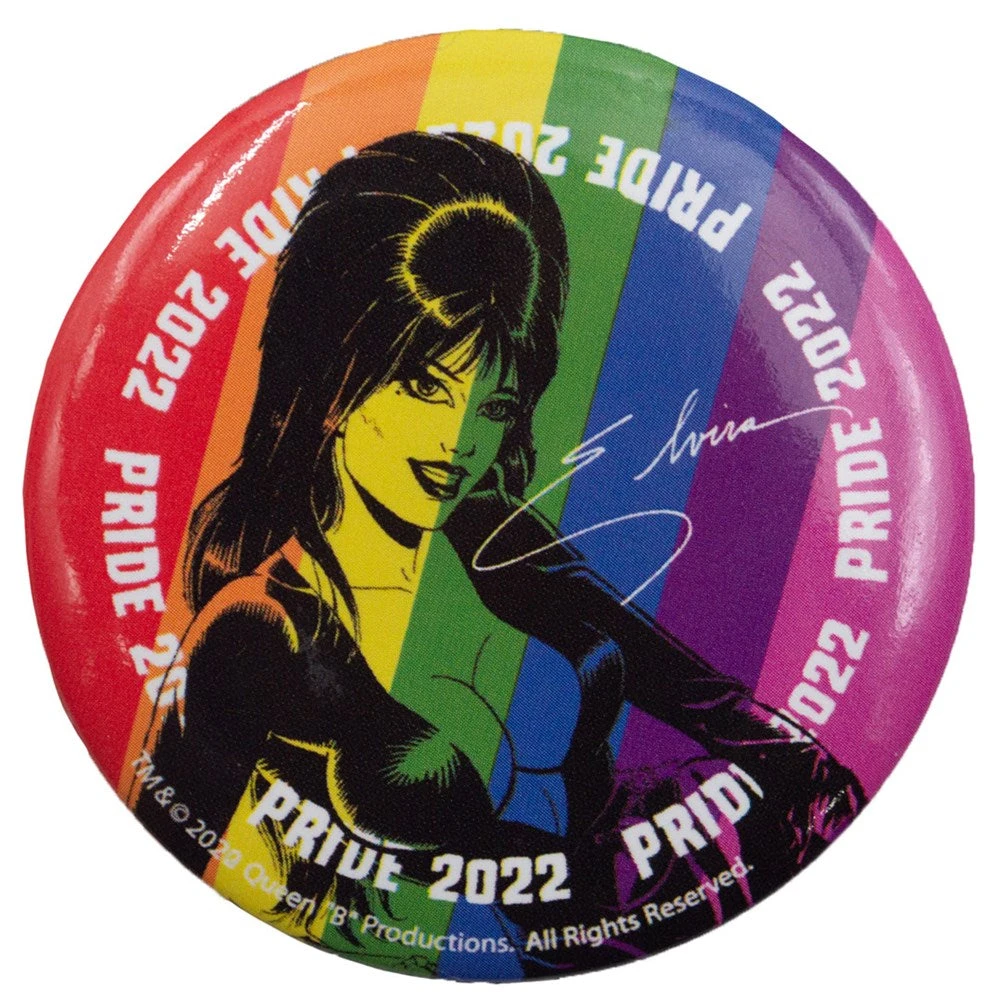 Elvira Pride Comic Large Round Button Badge 1 Elvira Pride Comic Large Round Button Badge