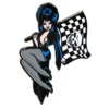 Elvira Racing Flag Skull Enamel Pin
