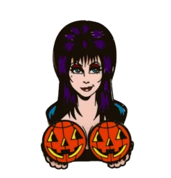 Elvira Spinning Pumpkins Enamel Pin