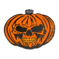 Pumpkin Skull Orange Enamel Pin
