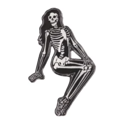 Skeleton Pin-up Girl Sitting Enamel Pin