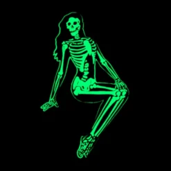 Skeleton Pin-up Girl Sitting Enamel Pin -Kreepsville 666 Shop BESKS 3