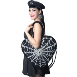 Spiderweb Sparkle Heart Bag -Kreepsville 666 Shop BGHGW 5