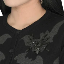 Dia Spider Skull Brooch Black -Kreepsville 666 Shop BRSSB 3