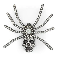 Dia Spider Skull Brooch Clear