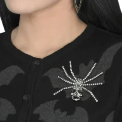 Dia Spider Skull Brooch Clear -Kreepsville 666 Shop BRSSC 3