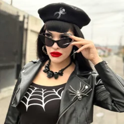 Dia Spider Skull Brooch Clear -Kreepsville 666 Shop BRSSC 4