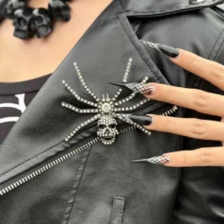 Dia Spider Skull Brooch Clear -Kreepsville 666 Shop BRSSC 5