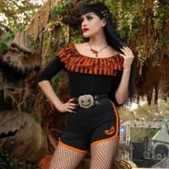 Elastic Waist Belt Trick Or Treat Pumpkin Black -Kreepsville 666 Shop BTWTTPB 4