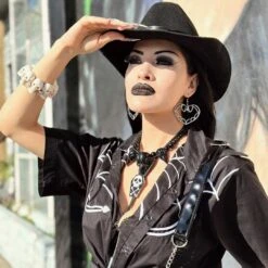 Bat Outline Heart Earring -Kreepsville 666 Shop EBOH 3