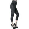 Stripe Grey Distressed Capri Leggings