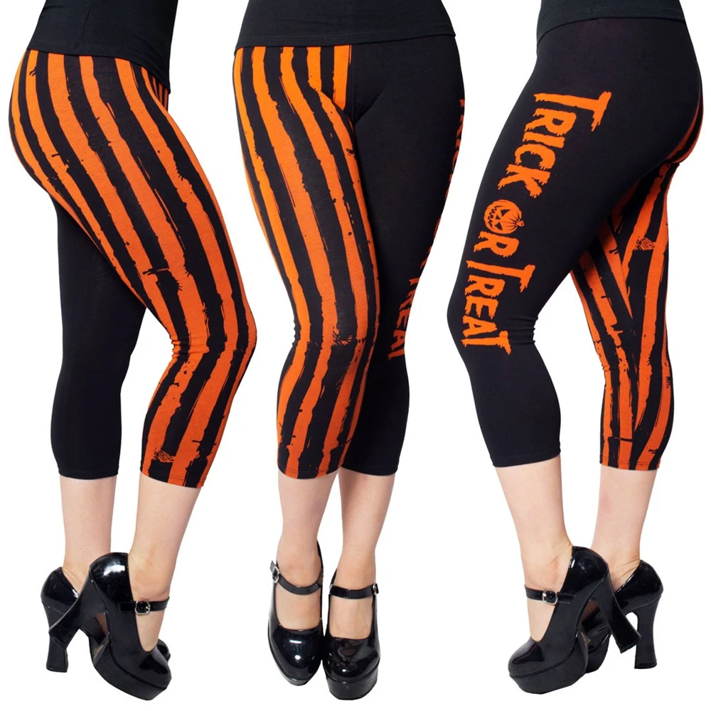 Trick Or Treat Stripe Capri Leggings 1 Trick Or Treat Stripe Capri Leggings