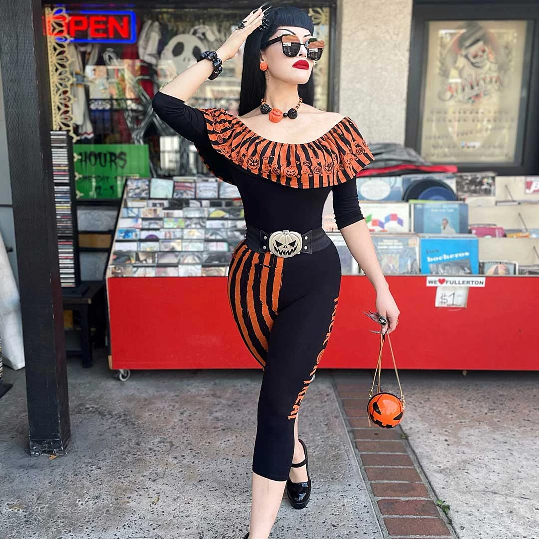 Trick Or Treat Stripe Capri Leggings 3 Trick Or Treat Stripe Capri Leggings - Image 3