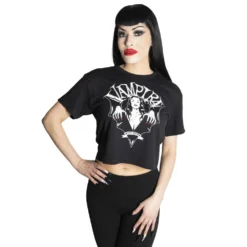 Vampira Bat Wing Crest Crop Tee -Kreepsville 666 Shop GCTVBW 3