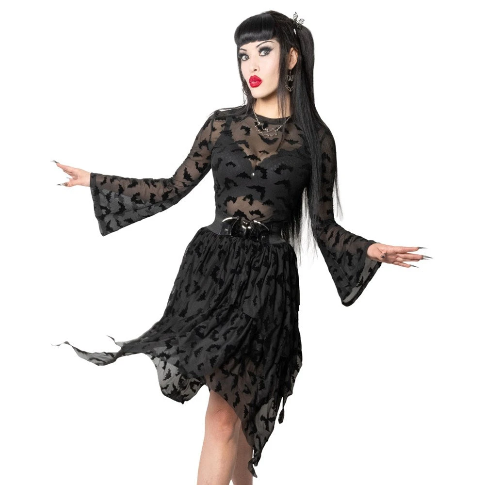 Bat Repeat Mesh Bell Sleeve Top 3 Bat Repeat Mesh Bell Sleeve Top - Image 3