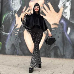 Bat Wing Velvet Grey Short Cape -Kreepsville 666 Shop GSCBWVG 5