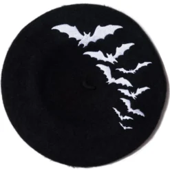 Bat Repeat White Beret Hat -Kreepsville 666 Shop HBBBR 4