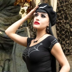 Bat Repeat White Beret Hat -Kreepsville 666 Shop HBBBR 5