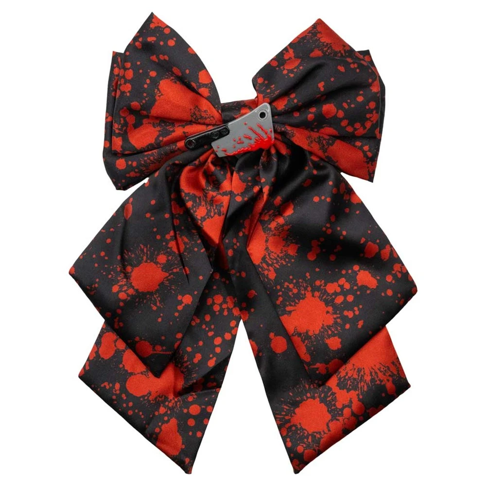 Blood Splatter Cleaver Satin Hair Bow 1 Blood Splatter Cleaver Satin Hair Bow