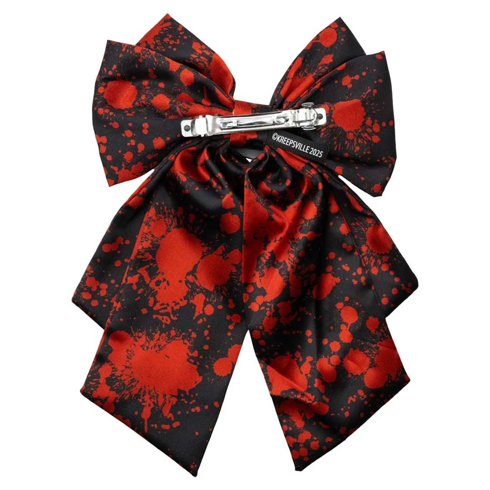 Blood Splatter Cleaver Satin Hair Bow 2 Blood Splatter Cleaver Satin Hair Bow - Image 2