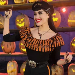 Trick Or Treat Pumpkin Black Beret -Kreepsville 666 Shop HBBTTPB 4