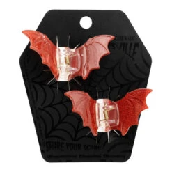 Bat Med Claw Clip Set Red Glitter -Kreepsville 666 Shop HCCSMBRG 3