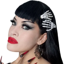 Skeleton Bone Hand Hairslides White -Kreepsville 666 Shop HSBHW 3