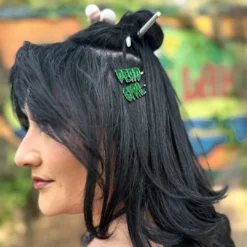 Dead Girl Text Hair Slides -Kreepsville 666 Shop HSTDG 4