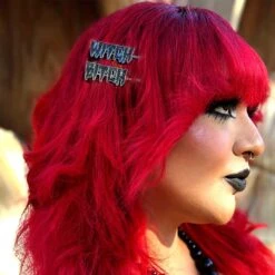 Witch Bitch Text Hair Slides -Kreepsville 666 Shop HSTWB 4