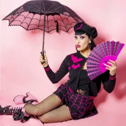 Spiderweb Scallop Fan Pink -Kreepsville 666 Shop HWFEWP 4