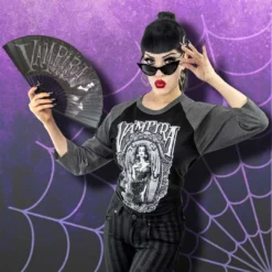 Vampira Coffin Fabric Fan -Kreepsville 666 Shop HWFVC 5