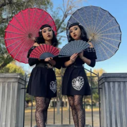 Spiderweb Red And Black Fabric Parasol 6 Spiderweb Red And Black Fabric Parasol -Kreepsville 666 Shop HWPSWR 3