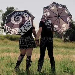 Skull Handle Bat Swirl Umbrella 9 Skull Handle Bat Swirl Umbrella -Kreepsville 666 Shop HWSHUBS 5