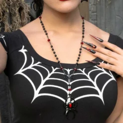 Black Widow Spider Rosary Charm Necklace -Kreepsville 666 Shop JNBWS 5