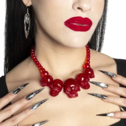 Skull Collection Necklace Red Glitter -Kreepsville 666 Shop JNSCRG 4