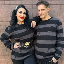 Destroyer Stripe Grey Sweater -Kreepsville 666 Shop MKWDS 5