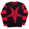 Kreepsville 666 Goathead Baphomet Red Striped Sweater