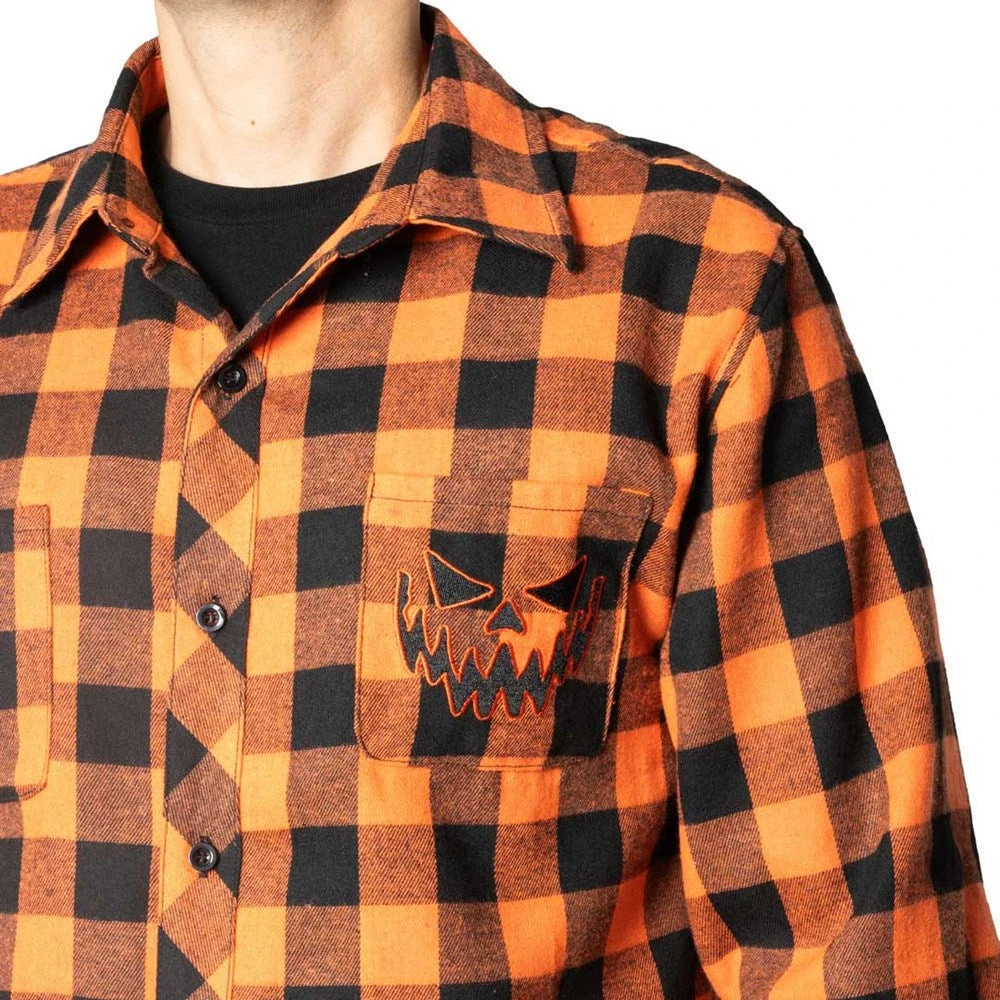 Pumpkin Face Orange Flannel Shirt 3 Pumpkin Face Orange Flannel Shirt - Image 3