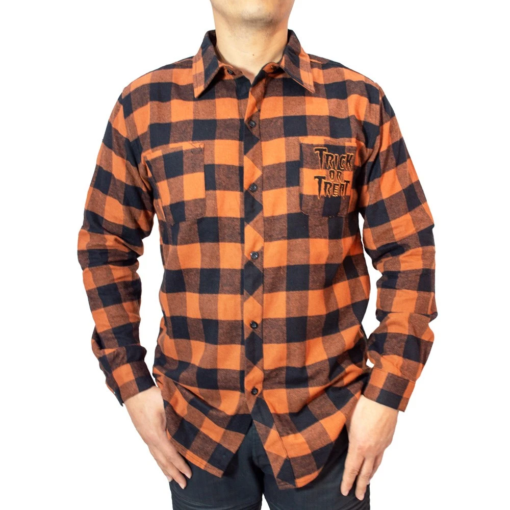 Trick Or Treat Pumpkin Orange Flannel Shirt 2 Trick Or Treat Pumpkin Orange Flannel Shirt - Image 2