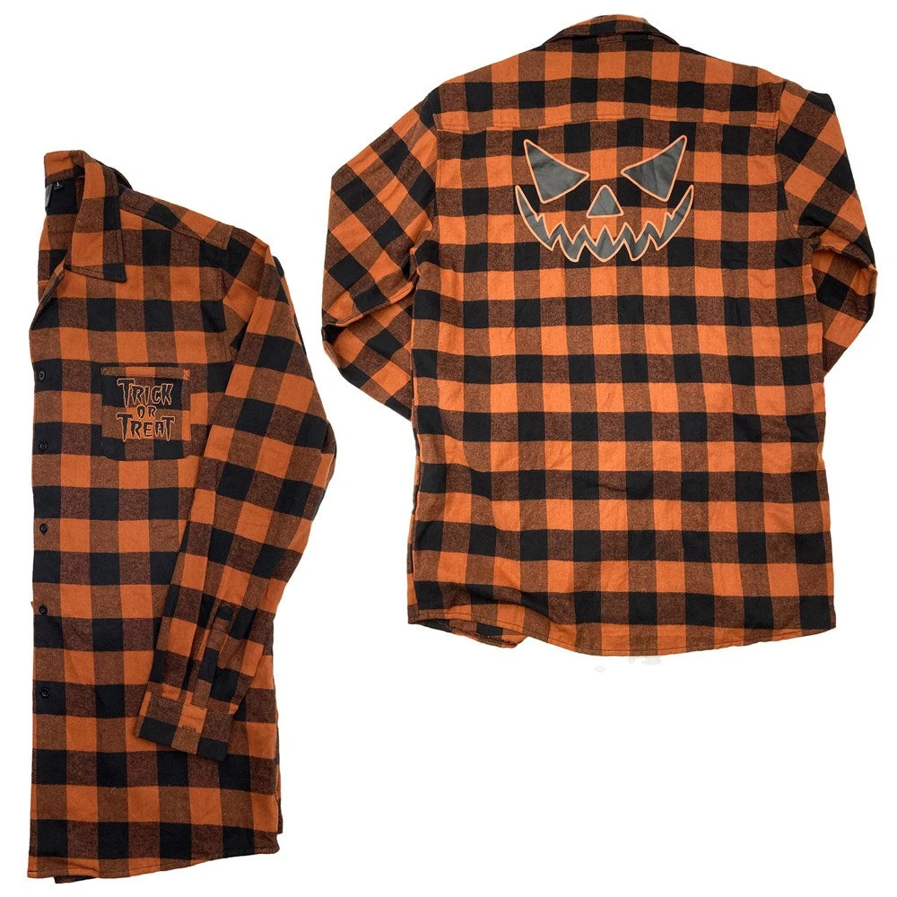 Trick Or Treat Pumpkin Orange Flannel Shirt 3 Trick Or Treat Pumpkin Orange Flannel Shirt - Image 3