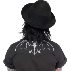 Bat Bone White Western Shirt -Kreepsville 666 Shop MSWBBW 4