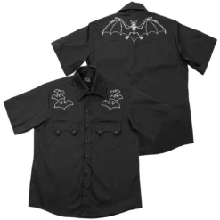 Bat Bone White Western Shirt -Kreepsville 666 Shop MSWBBW 5