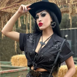 Bat Bone White Western Shirt -Kreepsville 666 Shop MSWBBW 6