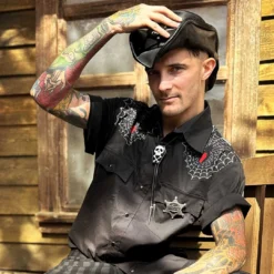Black Widow Western Shirt -Kreepsville 666 Shop MSWBW 6