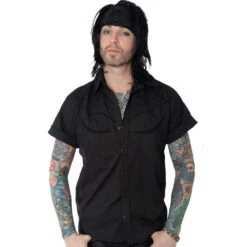 Spiderweb Black Western Shirt -Kreepsville 666 Shop MSWWB 3