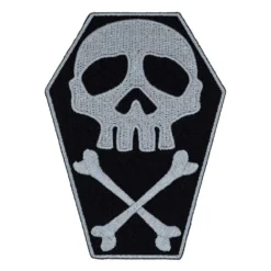 Skull Cross Bones Coffin Grey Patch