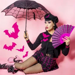 Spiderweb Pink Skater Skirt -Kreepsville 666 Shop SKSWP 3